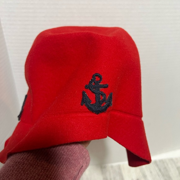 Glamour felt vintage felt hat red with anchors, union made woman’s - Picture 4 of 9